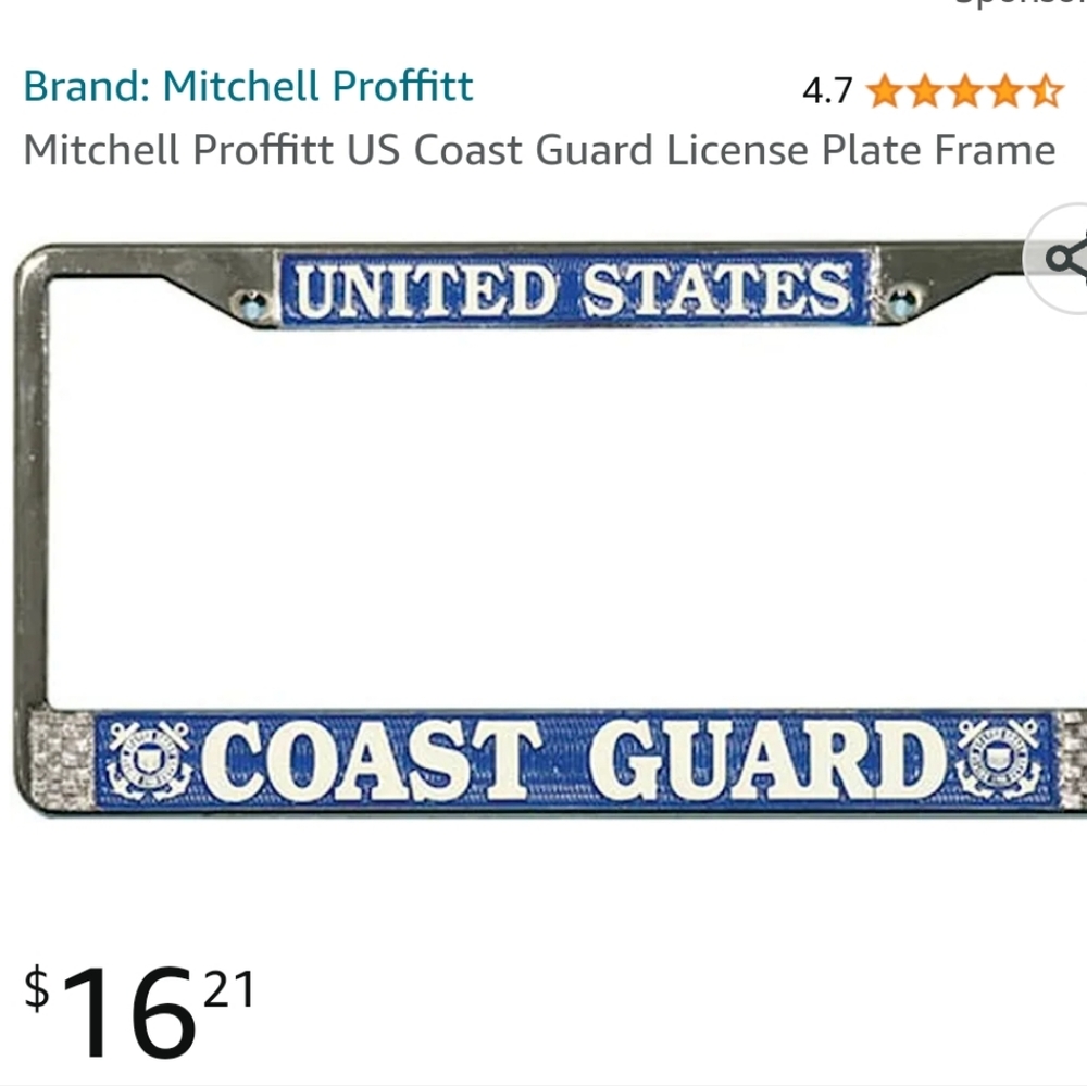 United States Coast Guard License Plate Frame🎀